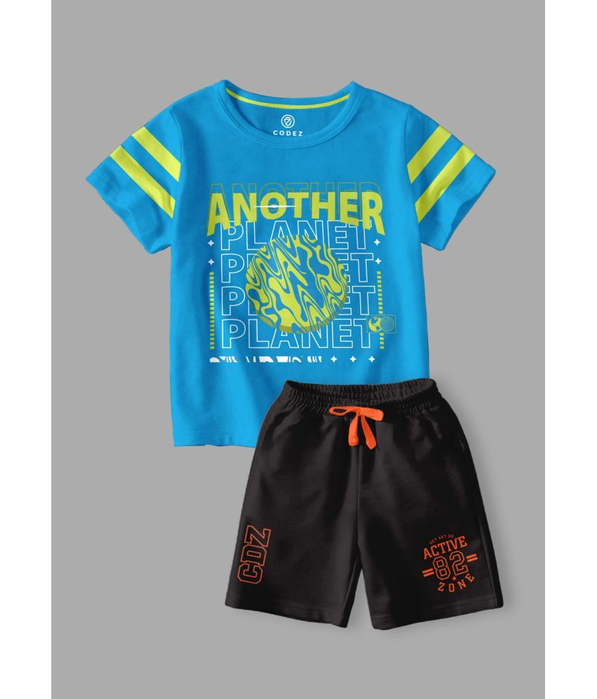     			CODEZ Multicolor Cotton Blend Boys T-Shirt & Shorts ( Pack of 2 )