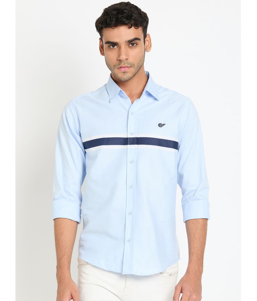     			Club York Cotton Blend Regular Fit Striped Full Sleeves Men's Casual Shirt - Light Blue ( Pack of 1 )