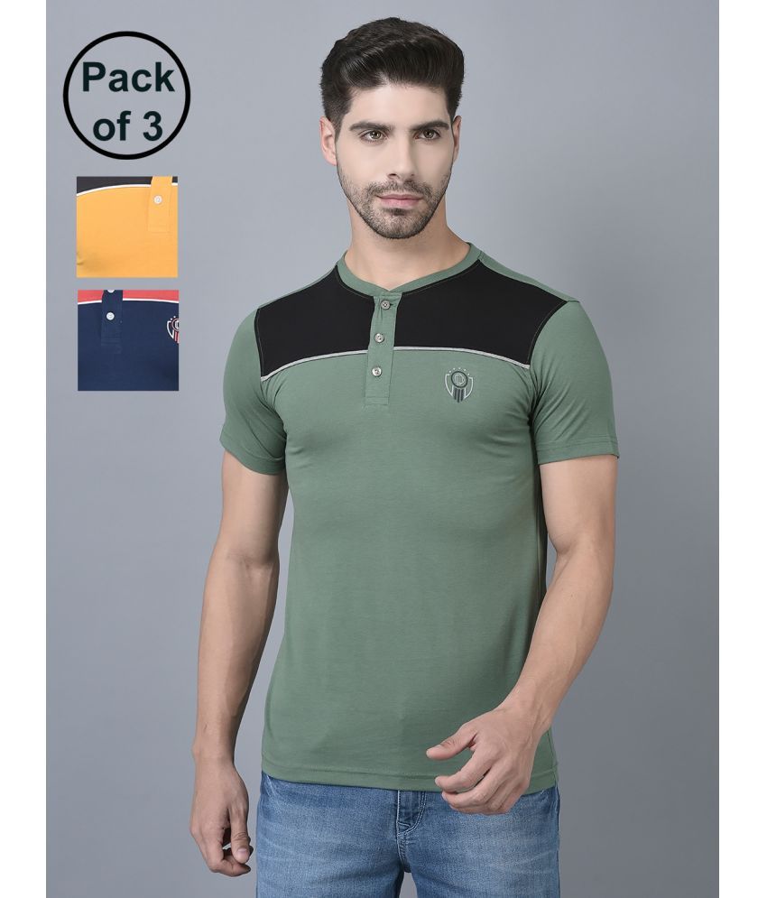     			Dollar Cotton Blend Regular Fit Colorblock Half Sleeves Men's T-Shirt - Multicolor ( Pack of 3 )