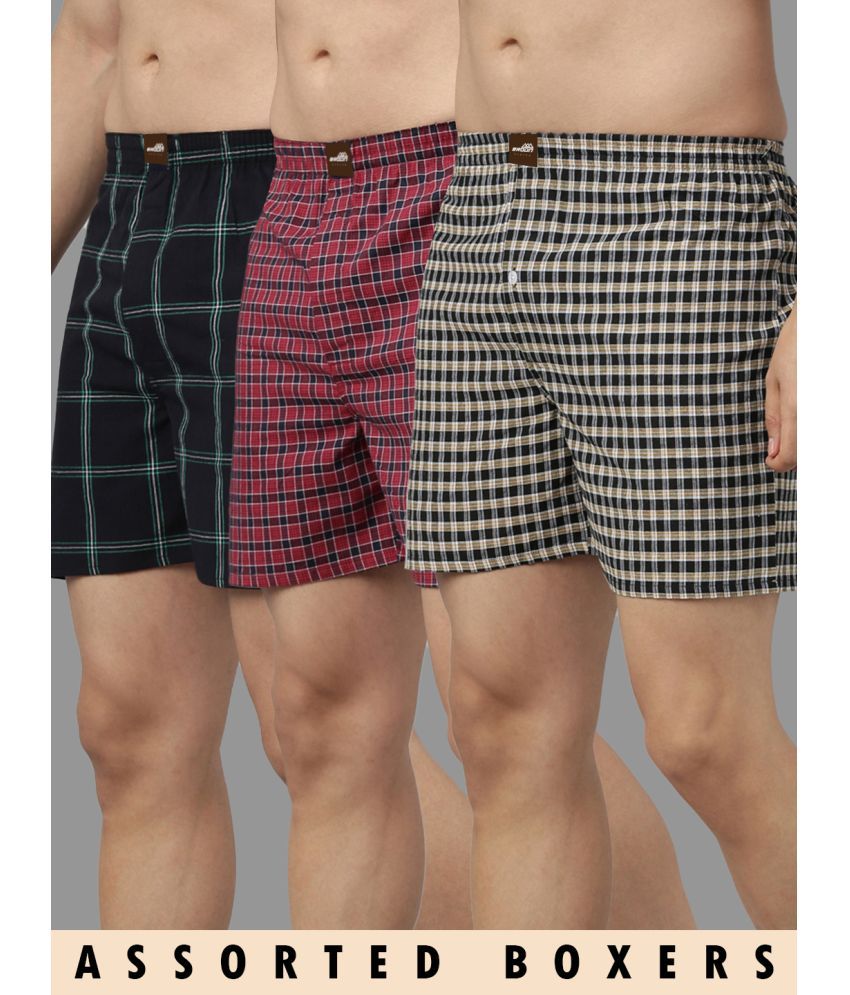     			Joven Black,Red,Beige Cotton Men's Boxer- ( Pack of 3 )