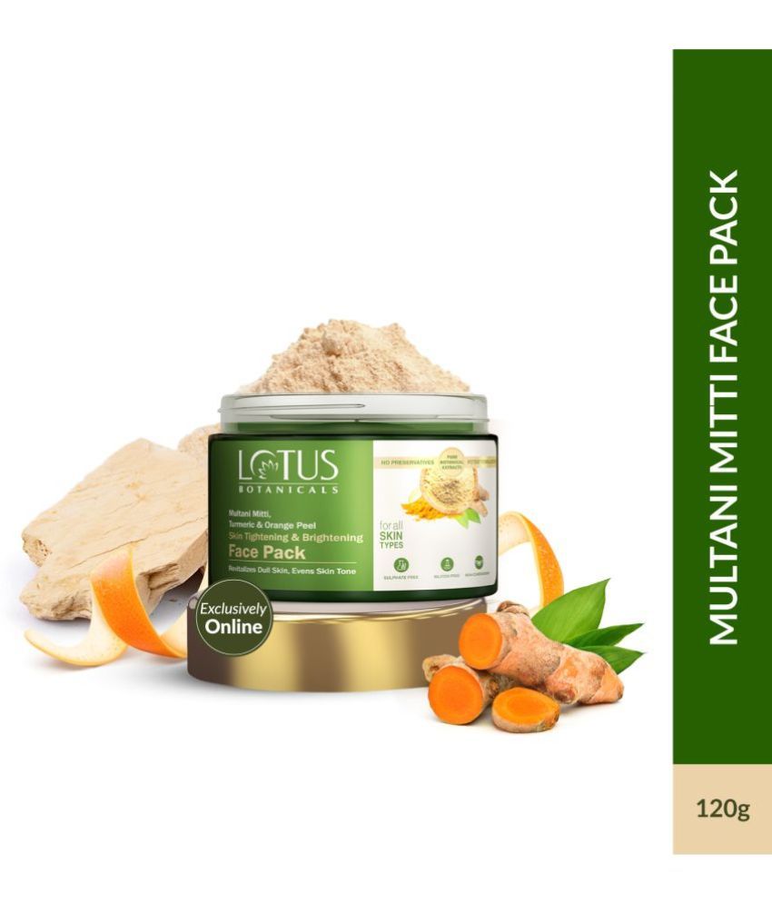     			Lotus Botanicals Multani Mitti, Turmeric & Orange Peel Skin Tightening & Brightening Face Pack(120g)