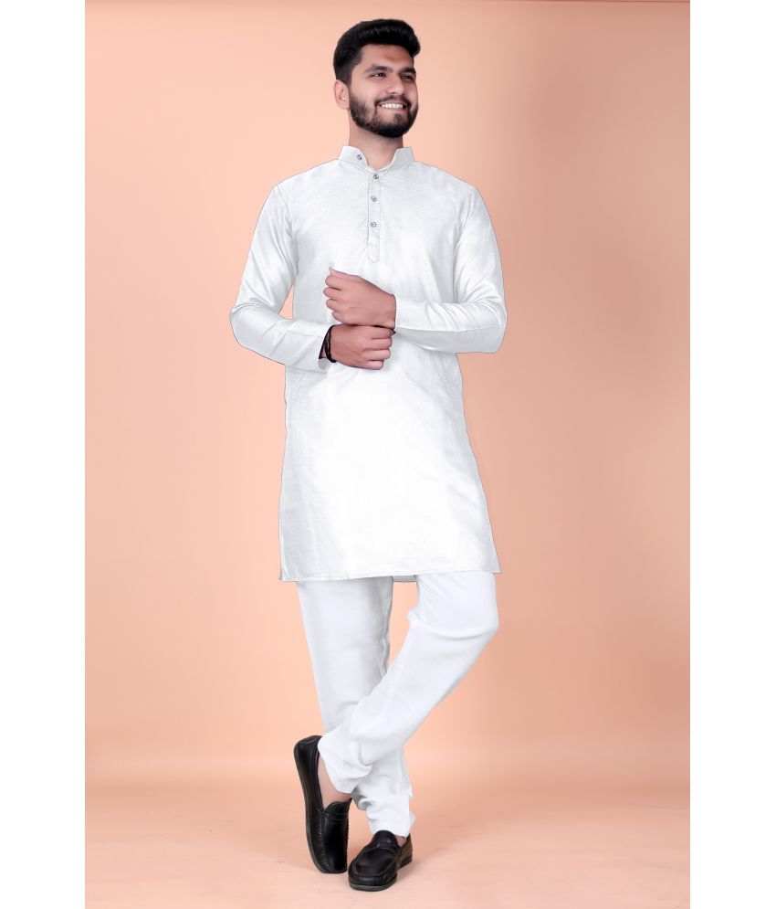     			Reyansh4u White Cotton Blend Men's Regular Kurta ( Pack of 1 )