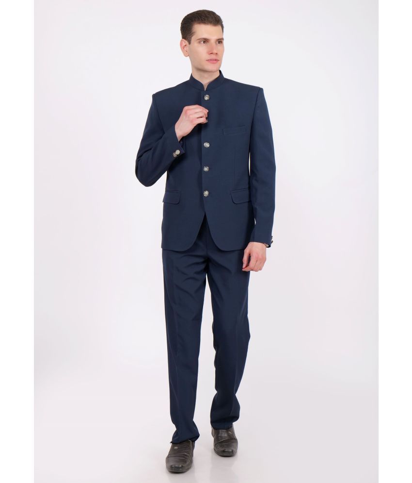     			SRN FASHION Cotton Blend Men's 2 Piece Suit - Navy ( Pack of 1 )