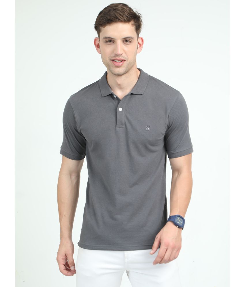     			SUPER STYLE POLO Cotton Regular Fit Solid Half Sleeves Men's Polo T Shirt - Grey ( Pack of 1 )