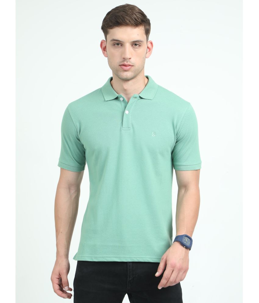     			SUPER STYLE POLO Cotton Regular Fit Solid Half Sleeves Men's Polo T Shirt - Green ( Pack of 1 )