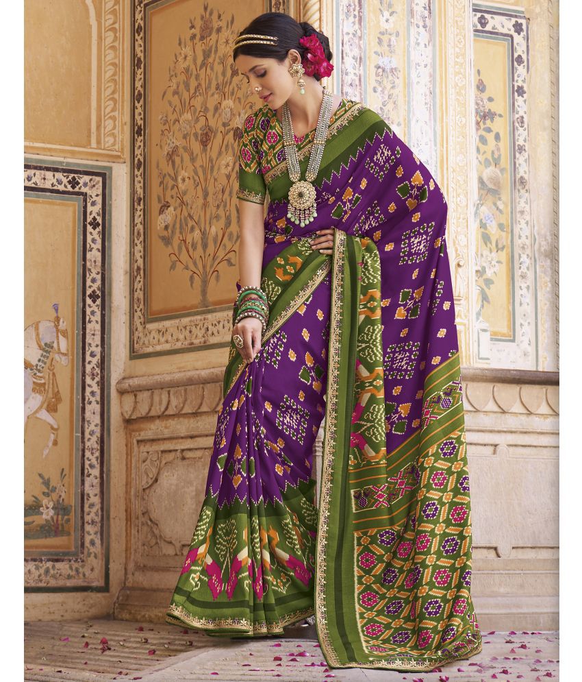     			Samah Silk Printed Saree With Blouse Piece - Magenta ( Pack of 1 )