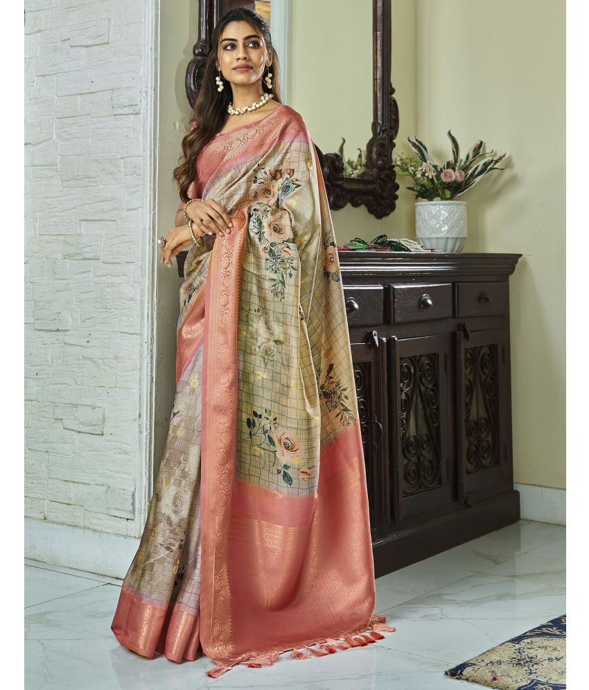     			Samah Silk Woven Saree With Blouse Piece - Multicolor ( Pack of 1 )