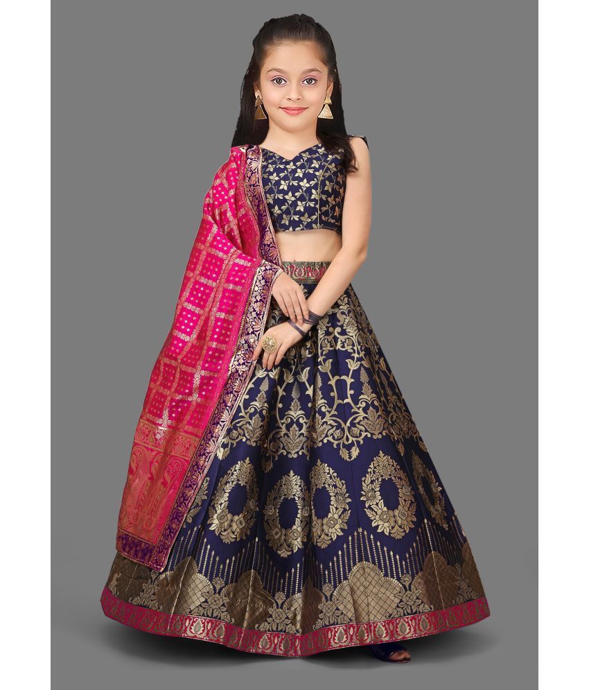     			kedar fab Blue Jacquard Girls Lehenga Choli Set ( Pack of 1 )