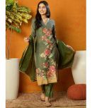 Vaamsi Rayon Printed Kurti With Pants Women's Stitched Salwar Suit - Olive ( Pack of 1 )