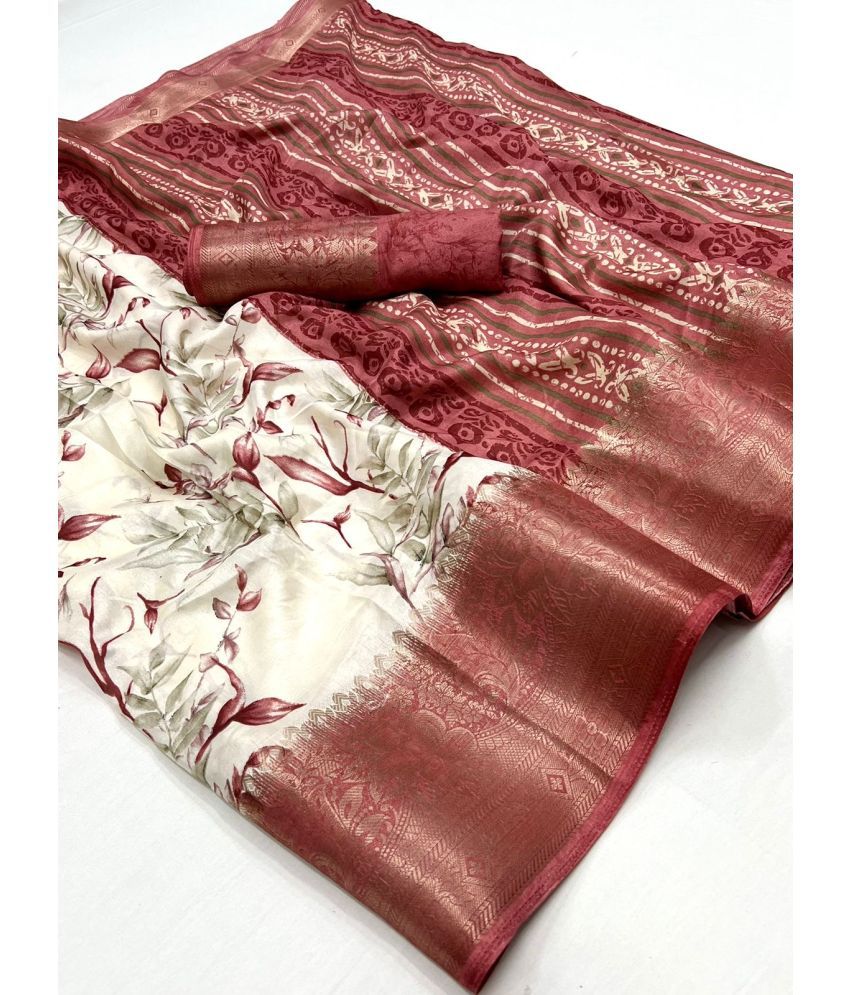     			Bhuwal Fashion Art Silk Printed Saree With Blouse Piece - Red ( Pack of 1 )