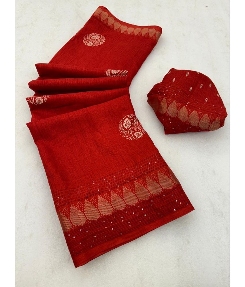     			Bhuwal Fashion Art Silk Printed Saree With Blouse Piece - Red ( Pack of 1 )