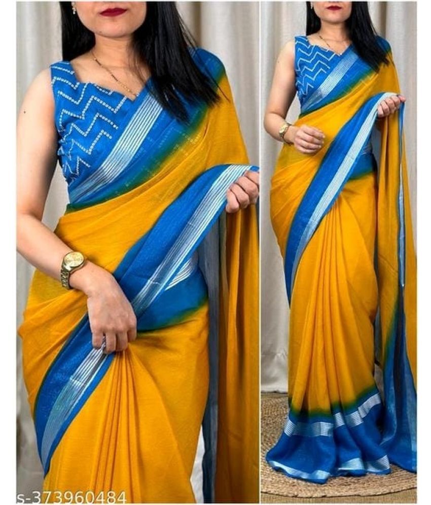     			Bhuwal Fashion Chiffon Printed Saree With Blouse Piece - Yellow1 ( Pack of 1 )