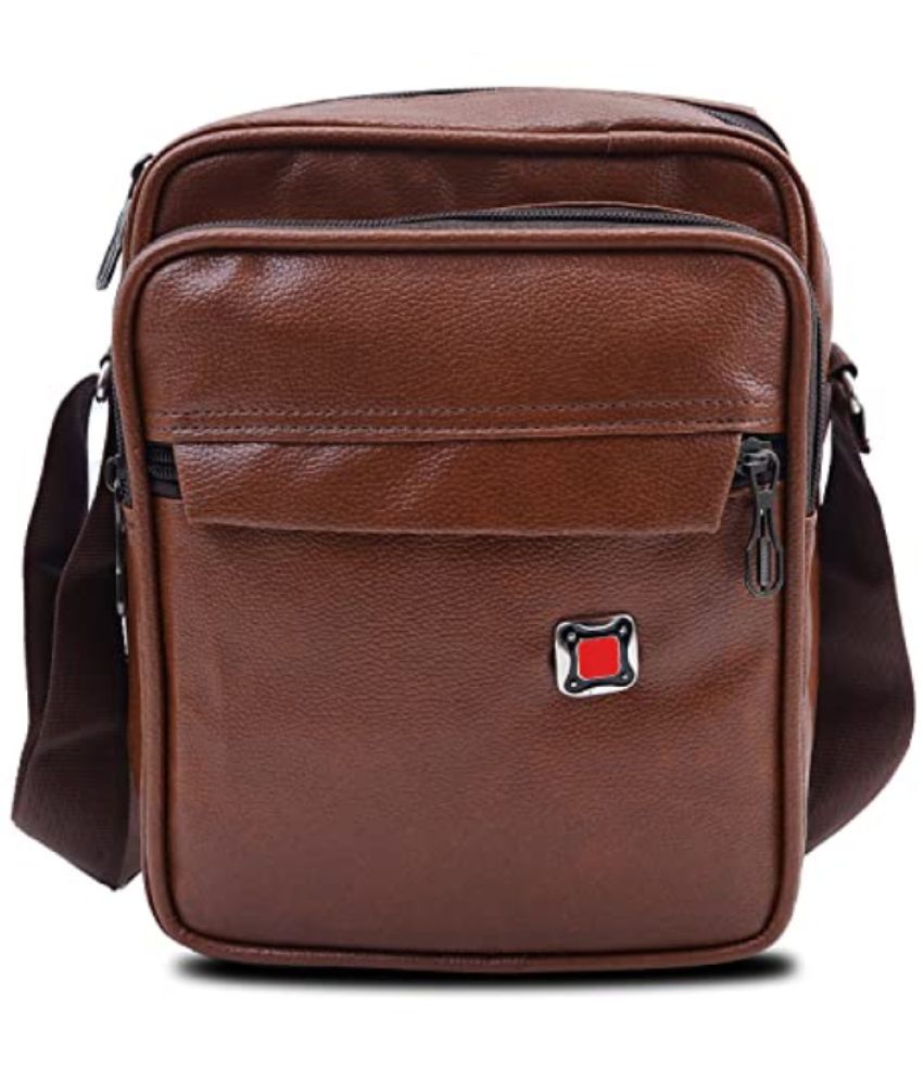     			Brandroot Tan Solid Messenger Bag