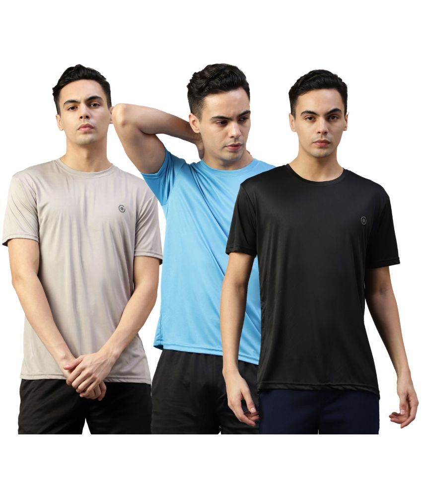     			Diaz Cotton Blend Regular Fit Solid Half Sleeves Men's T-Shirt - Multicolor ( Pack of 3 )