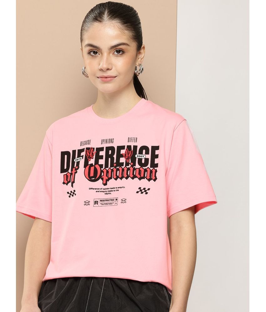     			Difference of Opinion Pink Cotton Women's T-Shirt ( Pack of 1 )