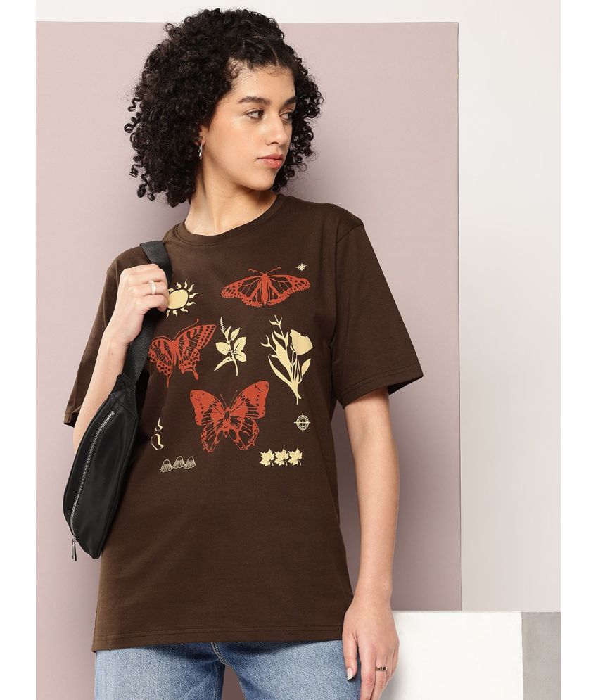     			Dillinger Brown Cotton Loose Fit Women's T-Shirt ( Pack of 1 )