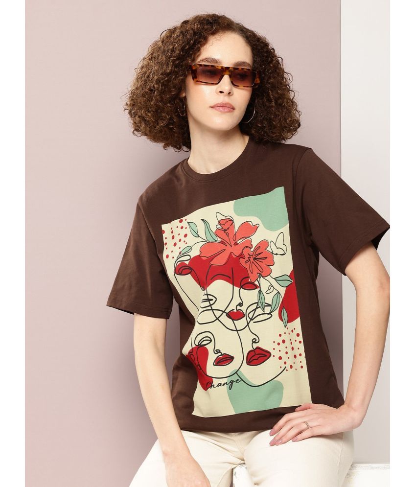     			Dillinger Brown Cotton Loose Fit Women's T-Shirt ( Pack of 1 )