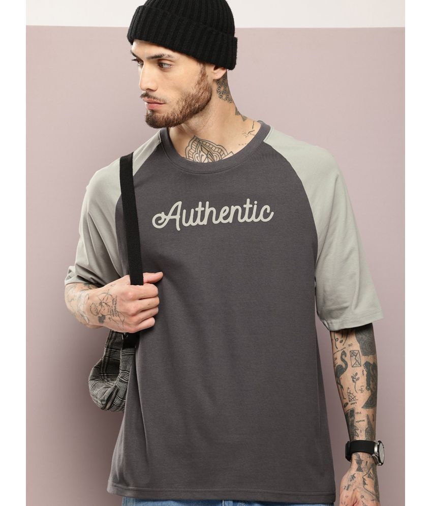     			Dillinger Cotton Oversized Fit Printed Half Sleeves Men's T-Shirt - Grey ( Pack of 1 )