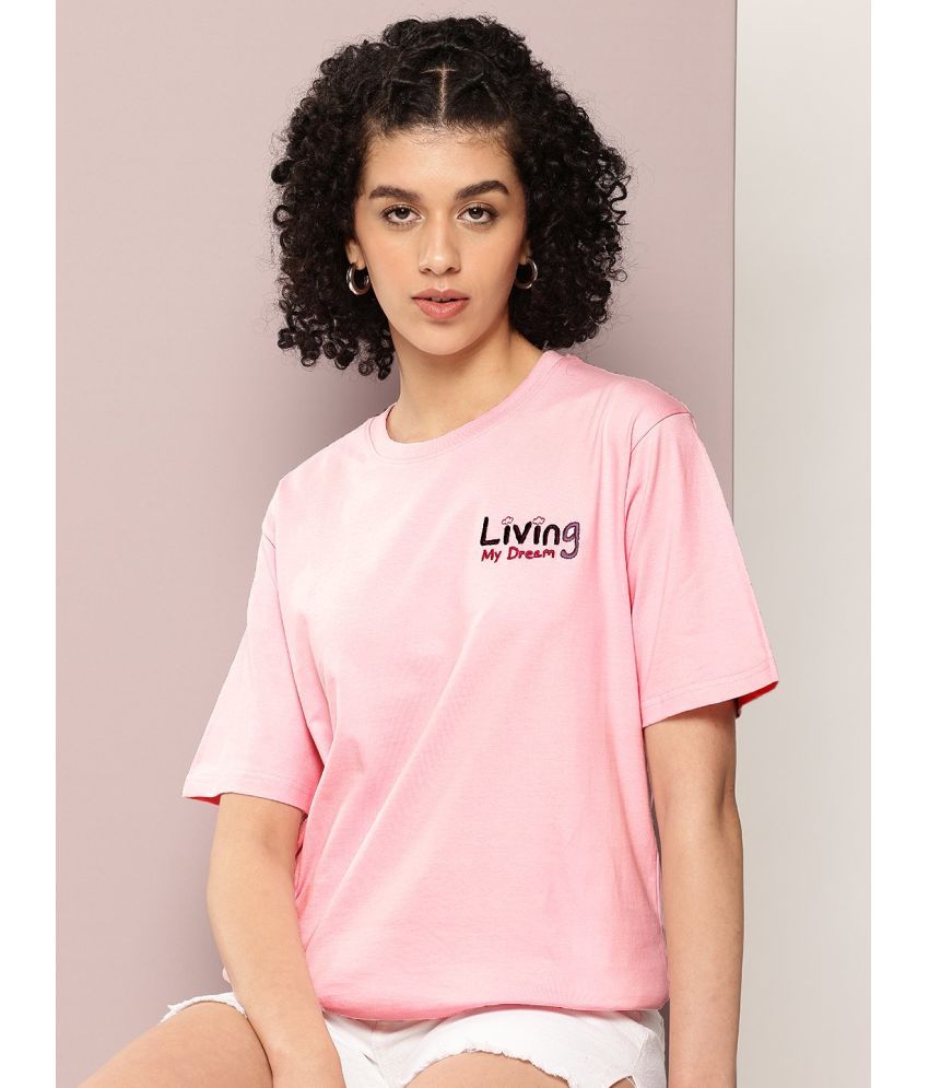     			Dillinger Pink Cotton Loose Fit Women's T-Shirt ( Pack of 1 )