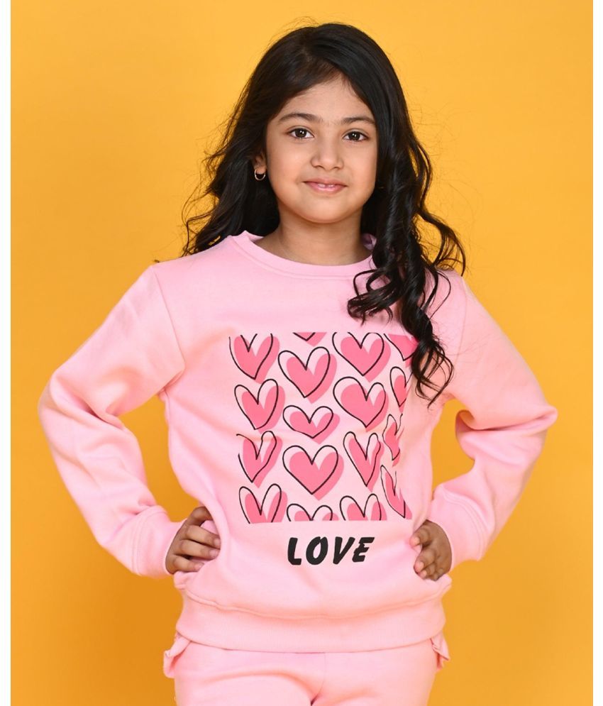     			HEART BLACK GIRLS FLEECE SWEATSHIRT - PINK