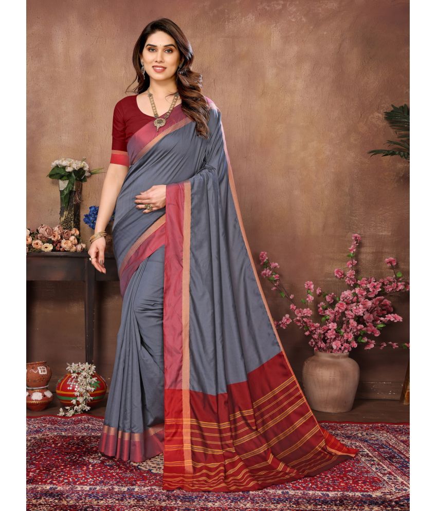     			NightBlue Banarasi Silk Woven Saree With Blouse Piece - Grey ( Pack of 1 )