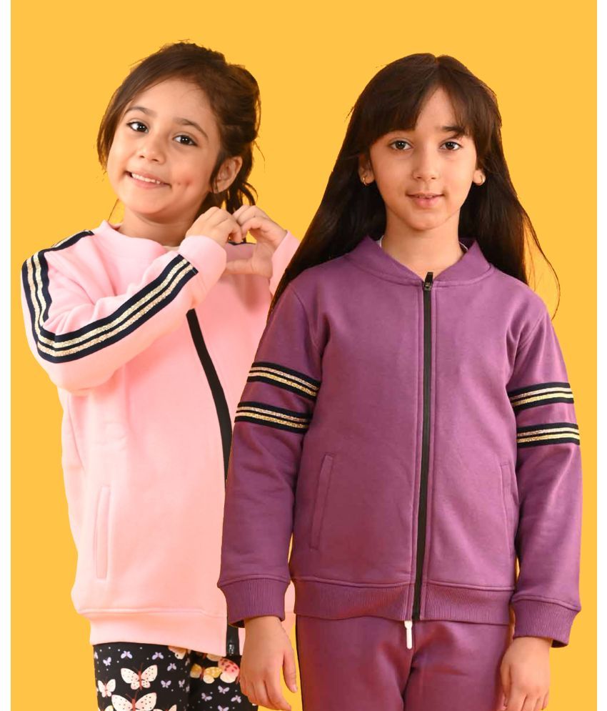     			PURPLE AND PINK ROUND NECK ZIPPER SWEATSHIRTS - (PACK OF 2)