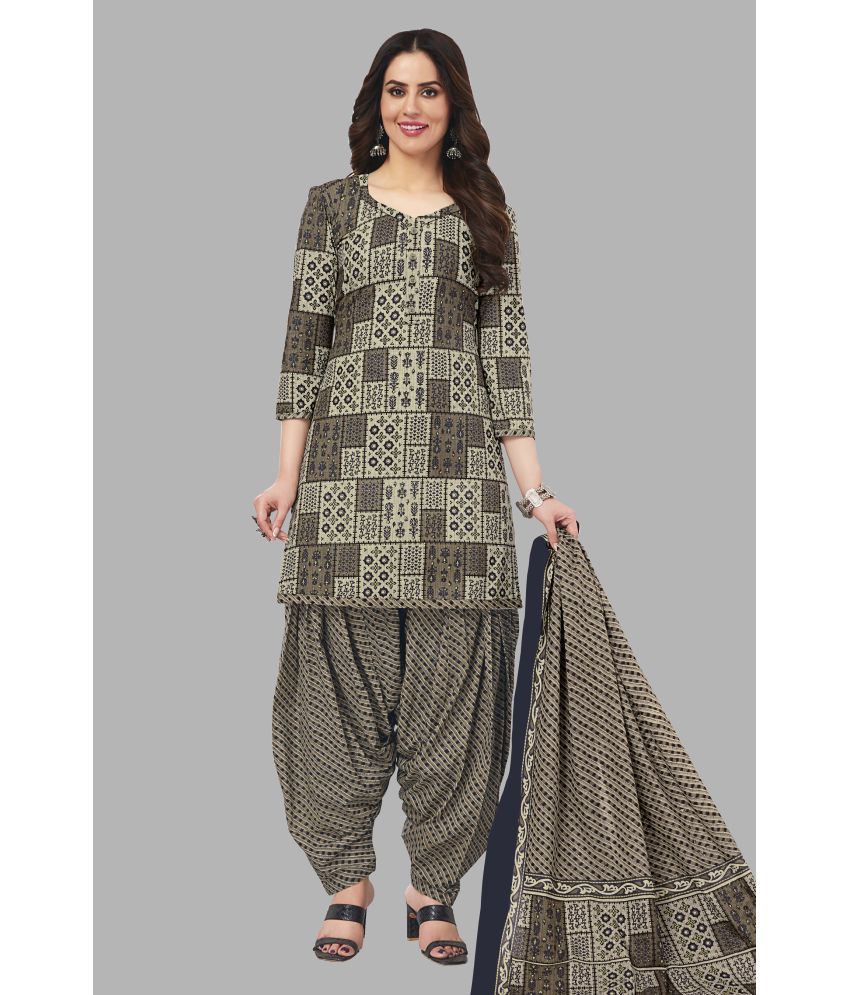     			SIMMU Unstitched Cotton Printed Dress Material - Light Grey ( Pack of 1 )