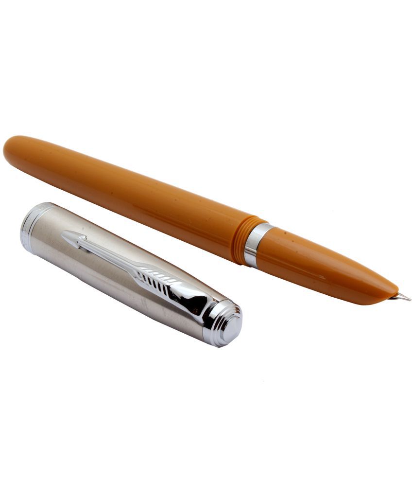     			Srpc Jinhao 86 Light Brown Acrylic Fountain Pen With Stainless Steel Cap & Hooded Fine Nib