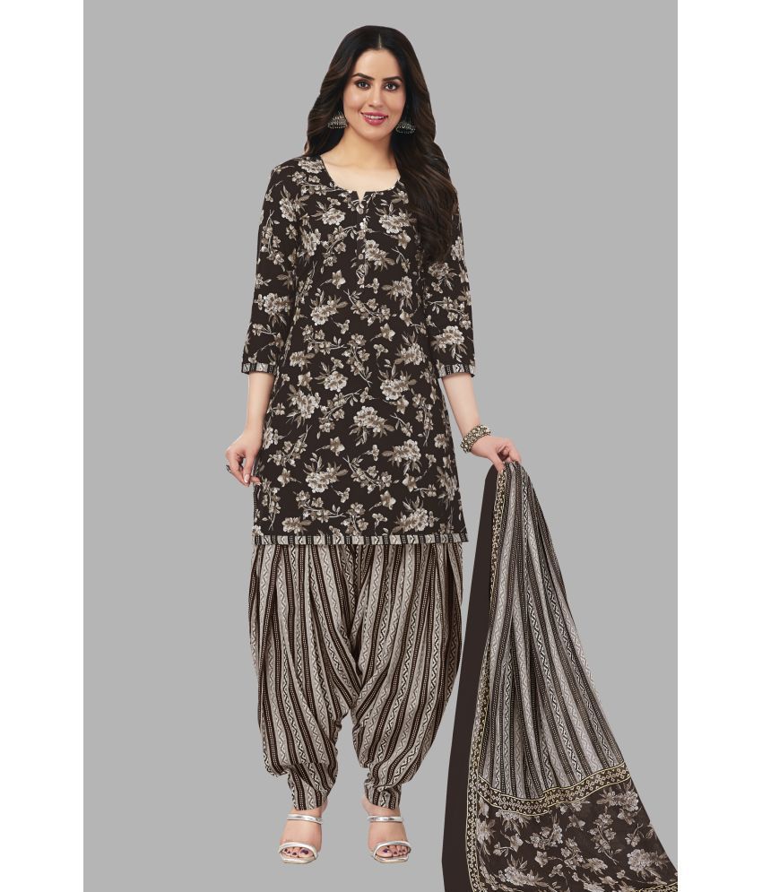     			shree jeenmata collection Unstitched Cotton Printed Dress Material - Black ( Pack of 1 )