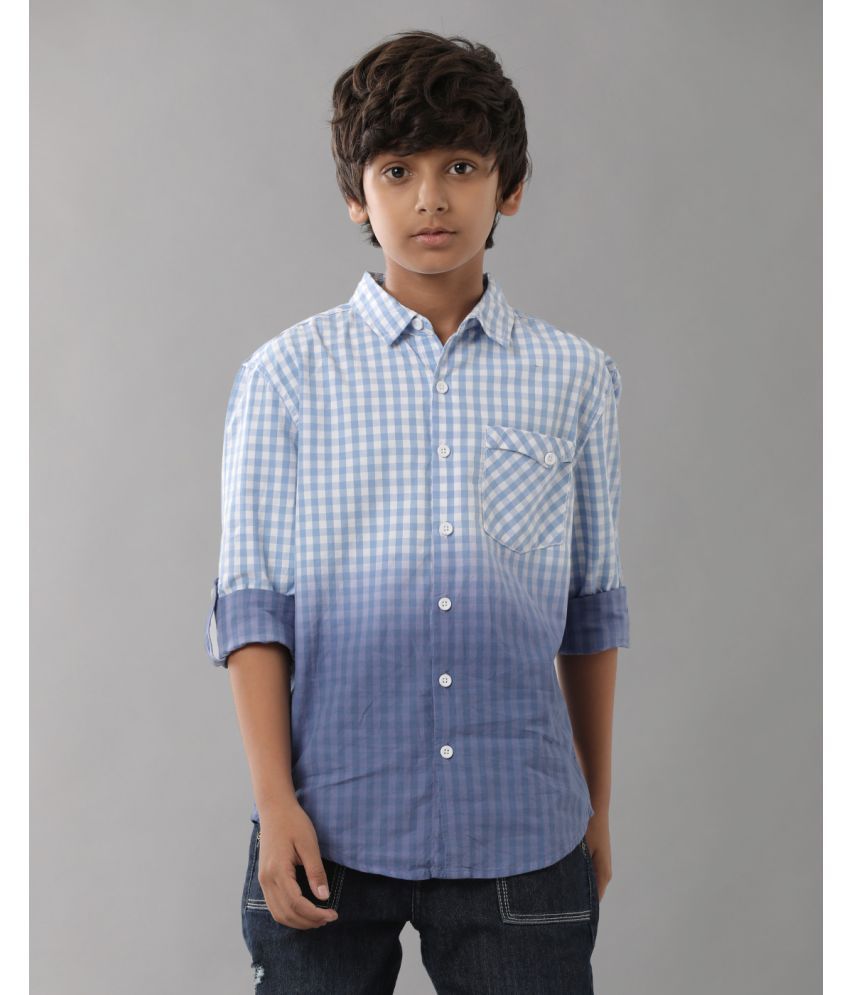     			Under Fourteen Only Pack of 1 Boys 100% Cotton Full Sleeves Shirt ( Blue )