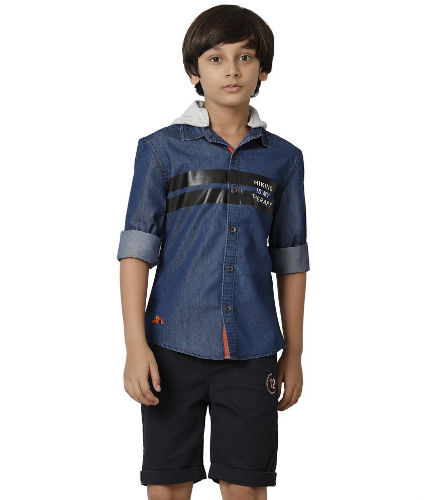     			Under Fourteen Only Single 100% Cotton Full Sleeves Shirt ( Blue )