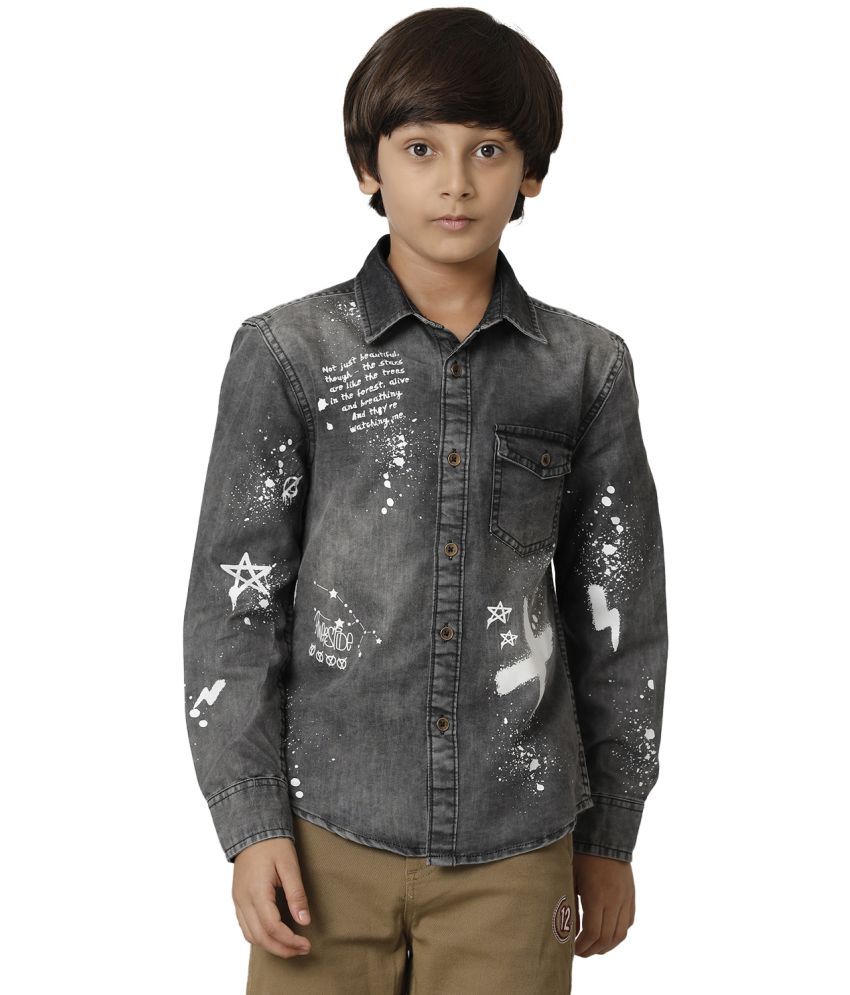     			Under Fourteen Only Single 100% Cotton Full Sleeves Shirt ( Black )