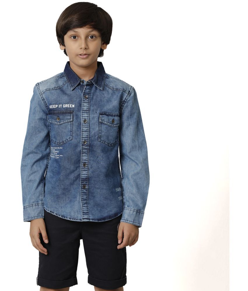     			Under Fourteen Only Single 100% Cotton Full Sleeves Shirt ( Blue )