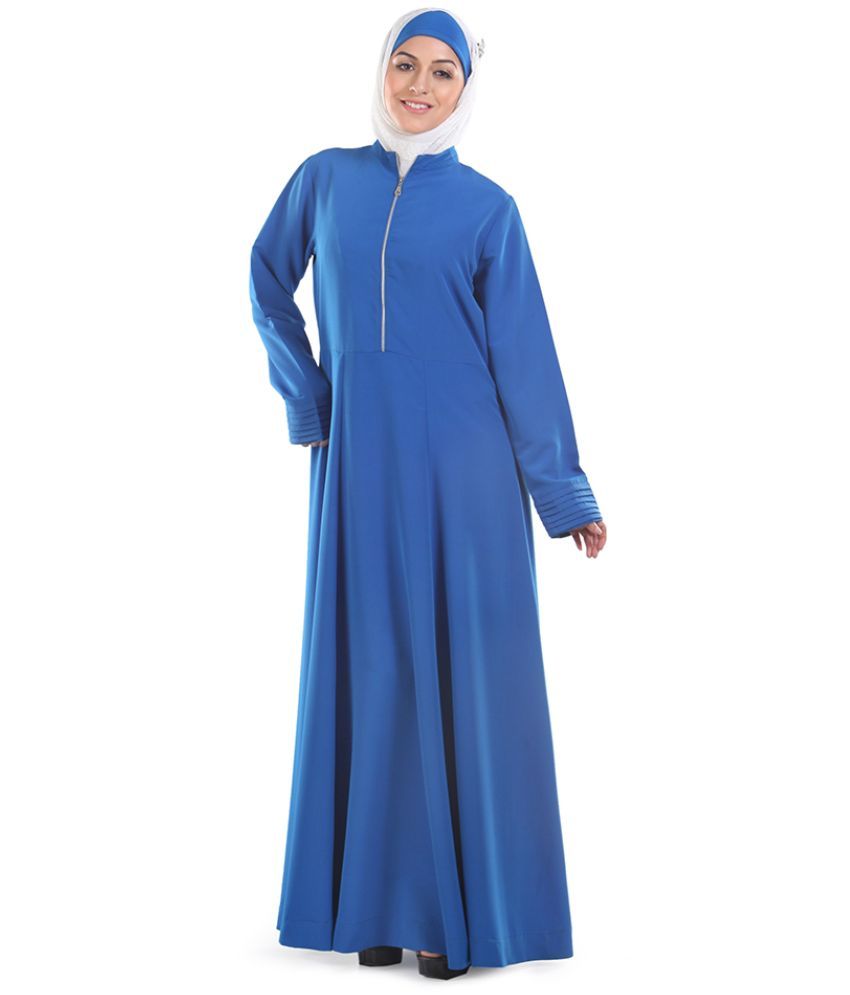     			Momin Libas Blue Polyester Stitched Burqas without Hijab -