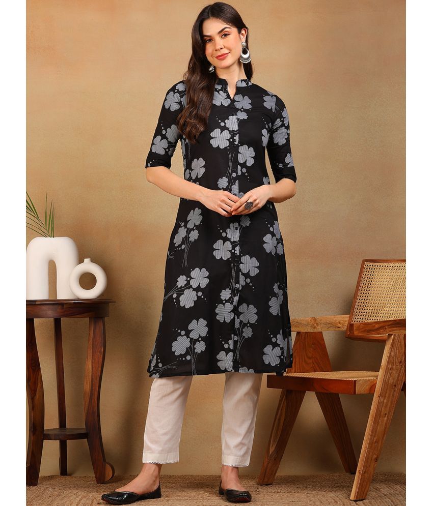     			Vaamsi Cotton Printed A-line Women's Kurti - Black ( Pack of 1 )