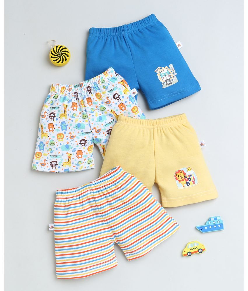     			BUMZEE Blue & Yellow Boys Shorts Pack Of 4 Age - 3-6 Months