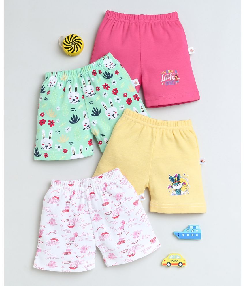     			BUMZEE Pink & Yellow Girls Shorts Pack Of 4 Age - 3-6 Months