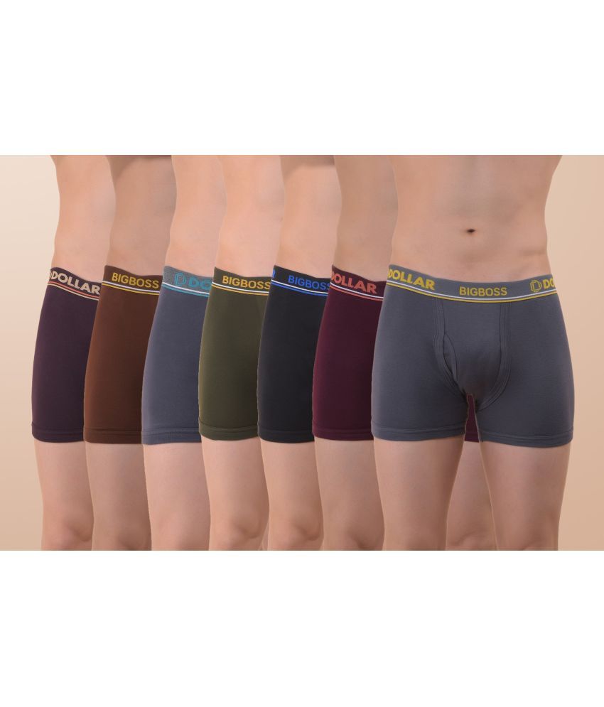     			Pack of 7 Dollar Bigboss Multicolor Interlock SCD Cotton Blend Men's Trunks