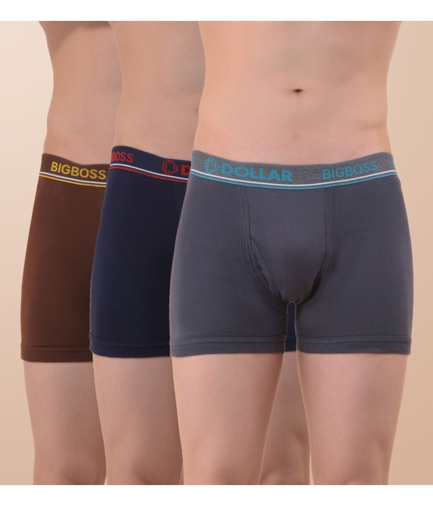     			Pack of 3 Dollar Bigboss Multicolor Interlock SCD Cotton Blend Men's Trunks