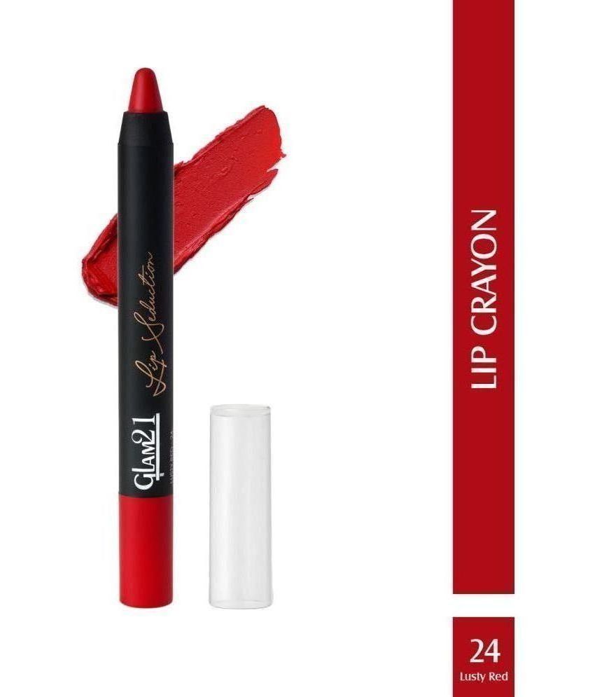     			Glam21 Lip Seduction Non- Transfer Crayon Lipstick With Creamy Matte Formula 2.8gm Lusty Red-24