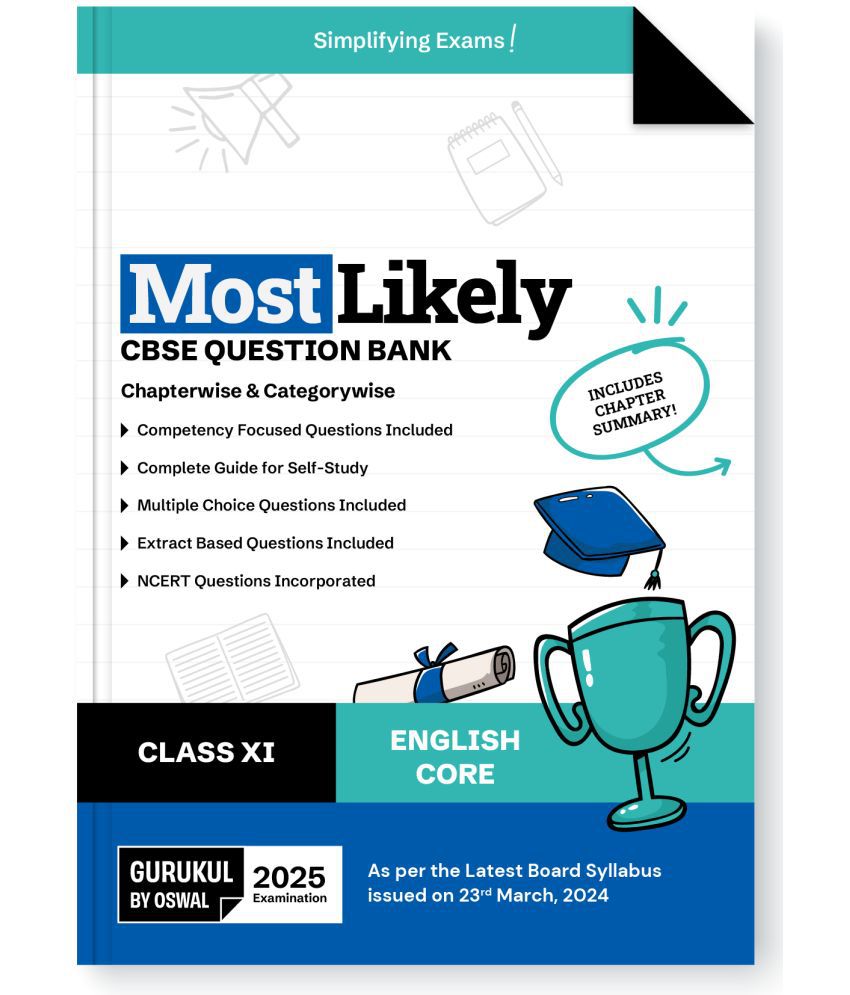     			Gurukul By Oswal English Core Most Likely CBSE Question Bank for Class 11 Exam 2025 - Chapterwise & Categorywise, Competency Focused Qs, Study Guide,