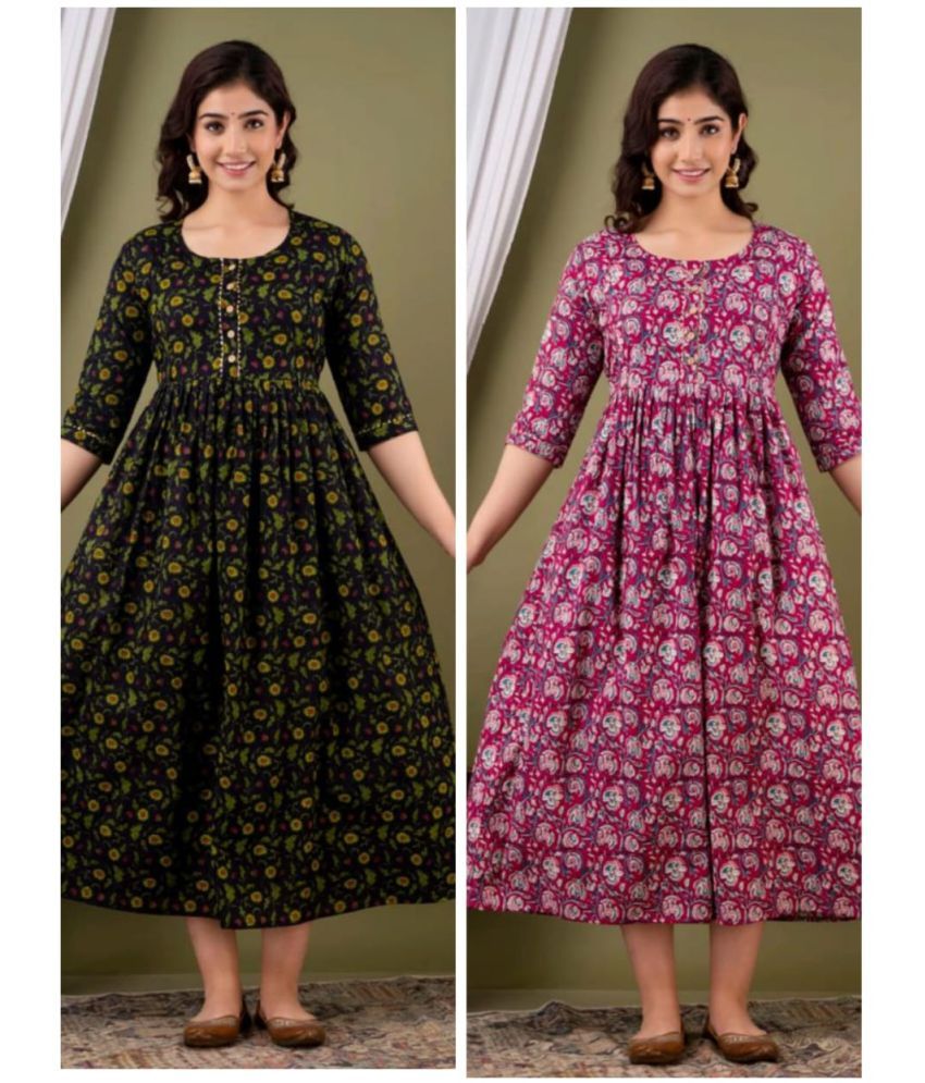     			Nevisha Style Multi Color Cotton Maternity Kurta Pack of 2