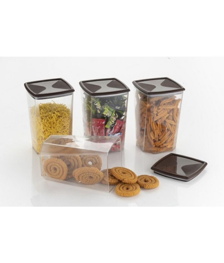     			OFFYX Diamond Container Plastic Brown Multi-Purpose Container ( Set of 4 )