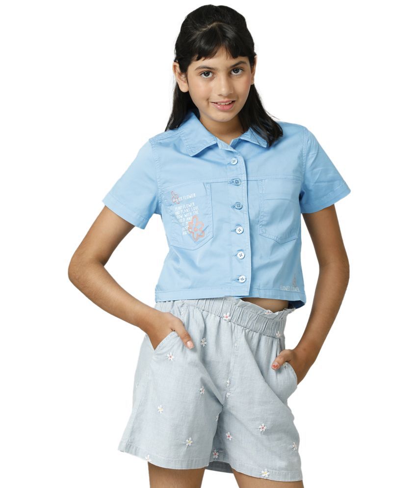     			Under Fourteen Only Blue Cotton Girls Top ( Pack of 1 )