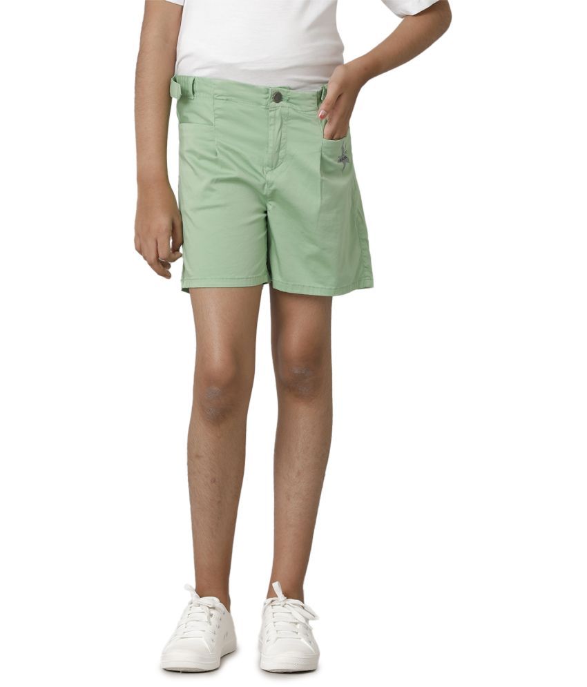     			Under Fourteen Only Pack of 1 Girls Cotton Shorts ( Green )