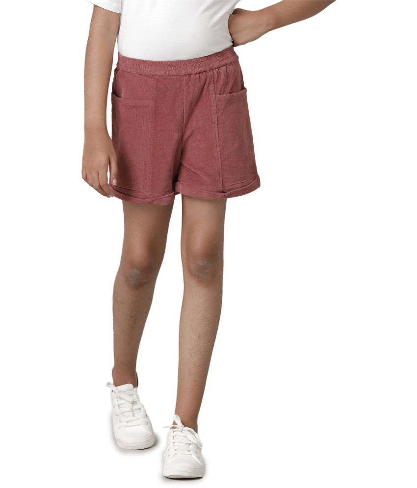     			Under Fourteen Only - Maroon Cotton Girls Shorts ( Pack of 1 )