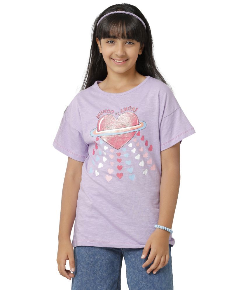     			Under Fourteen Only Purple Cotton Girls Top ( Pack of 1 )