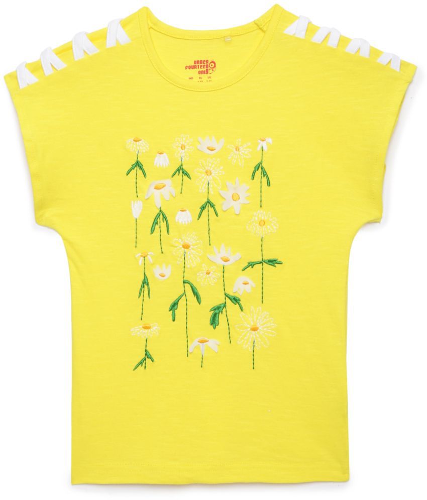     			Under Fourteen Only Yellow Cotton Girls T-Shirt ( Pack of 1 )