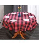 Oasis Hometex Checks Cotton 6 Seater Round Table Cover ( 152 x 152 ) cm Pack of 1 Red