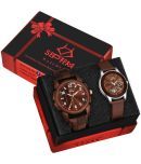 Septem Brown Leather Analog Couple's Watch